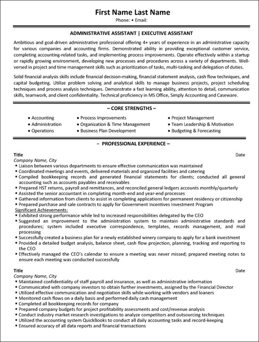 resume objective examples for executive assistant
