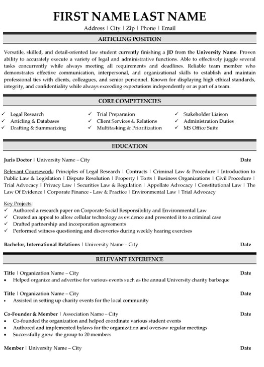 resume example for students