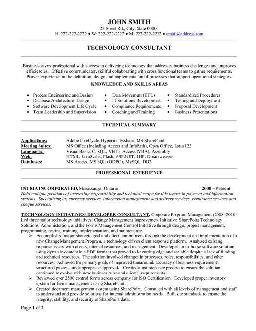 tech support consultant resume