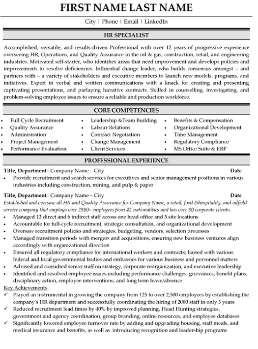 professional human resources resume templates free download