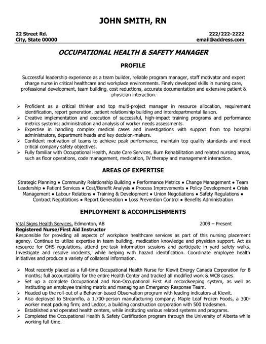 Health Safety Manager Resume Sample And Template 